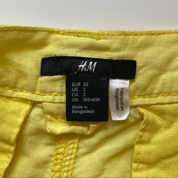 H&M Size 2 Linen Cotton Shorts Yellow - Picture 3 of 12